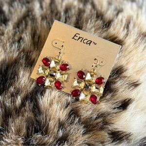 Erica Gold and Red Gem Earrings